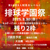 《満枠》第34回排球学園祭6人制男女混合レベルCロゴ